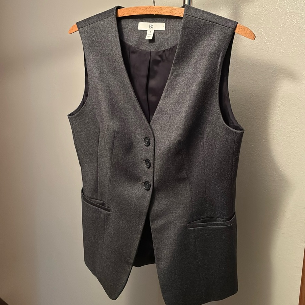 Banana Republic Charcoal Wool Buttoned Vest